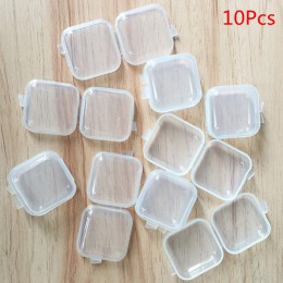 10 sztuk/paczka Mini przenośne plastikowe przezroczyste przechowywanie pudełka kwadratowe pigułki biżuteria zatyczki do uszu kol