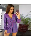 Damskie wstęgi w stylu vintage złoty drut kombinezon z długim rękawem Sexy V neck jednokolorowa na co dzień elegancka Romper 201
