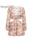 MissyChilli Sexy v neck backless lato playsuit kobiety szyfonowa plaża krótki kombinezon elegancki różowy wzburzyć party kombine
