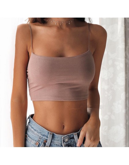 2019 nowych moda kobiet Sexy krótkie bluzki stałe lato Camis kobiety casualowe topy na ramiączkach kamizelka bluzki bez rękawów 