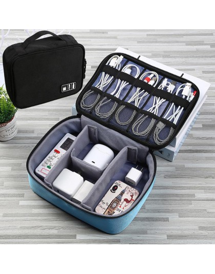 Wielofunkcyjny przenośny pojemnik do przechowywania torba podróżna z organizatorem gadżet USB kabel do ładowarki torebka na słuc
