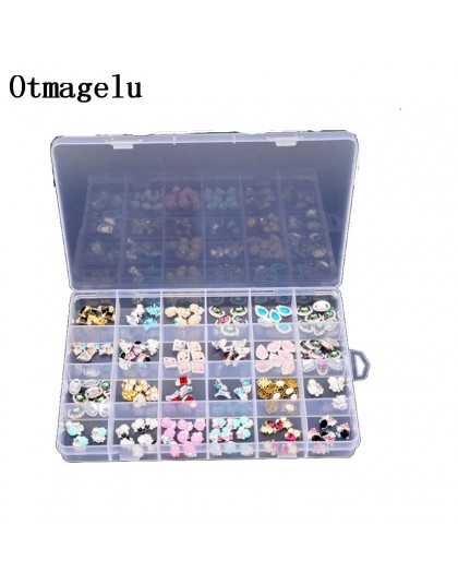 Otmagelu przezroczysty z tworzywa sztucznego 24 sloty piękna biżuteria Nail Art Rhinestone pusty schowek ręcznie wykonana skrzyn