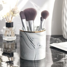 Nowoczesne porcelanowe organizery na kosmetyki pędzle na toaletkę do łazienki modne oryginalne