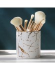 Nowoczesne porcelanowe organizery na kosmetyki pędzle na toaletkę do łazienki modne oryginalne