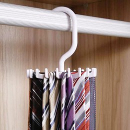 Mini plastikowa opaska Rack 20 krawaty/paski/szaliki posiada wieszak obrotowy hak biały uchwyt na krawat półeczki na drobiazgi o