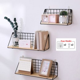 Drewniany żelazny na półkę na ścianę stojak do montowania na ścianę organizacja do kuchni sypialnia Home Decor pokój dziecięcy D
