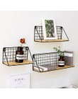 Drewniany żelazny na półkę na ścianę stojak do montowania na ścianę organizacja do kuchni sypialnia Home Decor pokój dziecięcy D