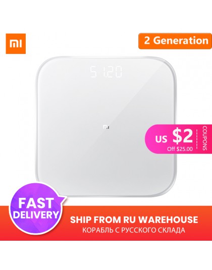 Oryginalny Xiao mi mi inteligentna waga 2 zdrowie waga 2 Bluetooth 5 cyfrowa skala wsparcie Android 4.3 iOS 9 mi fit APP