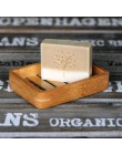 Drewniane naturalny bambus mydelniczki tacka mydelniczka pudełko na talerze przenośny pojemnik na mydelniczka łazienkowa pudełko
