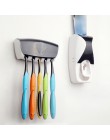 Gadżety łazienkowe automatyczny dozownik pasty do zębów + 5 sztuk uchwyt na szczoteczki do zębów zestaw wieszak montażu na ścian