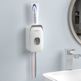 BAISPO naścienny automatyczny dozownik pasty do zębów plastikowy odporny na kurz uchwyt na szczoteczki do zębów do wc akcesoria 