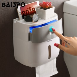 BAISPO dwuwarstwowy uchwyt na papier toaletowy wodoszczelne pudełko do przechowywania naścienny dozownik w rolce wc przenośne uc