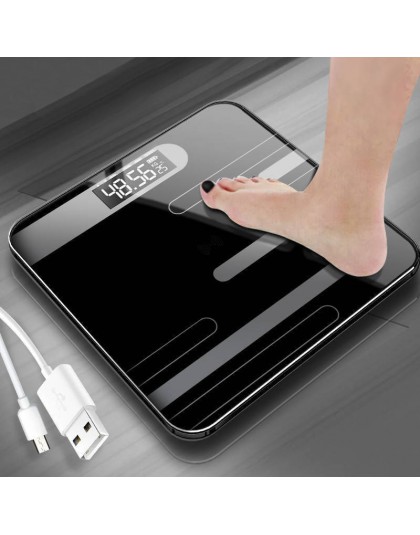 Mrosaa łazienka ciała wagi podłogowe szkło inteligentne wagi elektroniczne USB ładowanie wyświetlacz LCD ciała ważenie cyfrowa w