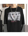 NiceMix koszulka Harajuku kobiety fałszywe 2 sztuk druku japoński Fujiang Horror komiks koszula z długim rękawem kobiety Vetemen