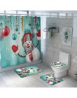 Wesołych świąt łazienka zestaw Snowman święty mikołaj z łosiem wodoodporny prysznic kurtyna toaleta pokrywa Mat antypoślizgowy d