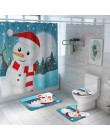 Wesołych świąt łazienka zestaw Snowman święty mikołaj z łosiem wodoodporny prysznic kurtyna toaleta pokrywa Mat antypoślizgowy d