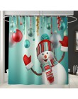 Wesołych świąt łazienka zestaw Snowman święty mikołaj z łosiem wodoodporny prysznic kurtyna toaleta pokrywa Mat antypoślizgowy d
