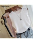 Dzianinowe kamizelki damskie Top O-neck jednokolorowa bez rękawów moda damska bez rękawów w stylu casual, cienka bluzka 2020 let