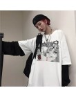 NiceMix koszulka Harajuku kobiety fałszywe 2 sztuk druku japoński Fujiang Horror komiks koszula z długim rękawem kobiety Vetemen