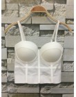 Modna siatka Push Up Bralet damski gorset stanik gorsetowy klub nocny Party krótka kamizelka Plus rozmiar AW514