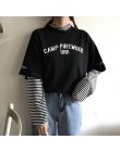 T-shirty damskie tunika Kawaii Ladies Vintagestriped T-shirt z długim rękawem kobieta Ulzzang Harajuku Tee dla kobiet top na co 