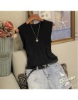 Dzianinowe kamizelki damskie Top O-neck jednokolorowa bez rękawów moda damska bez rękawów w stylu casual, cienka bluzka 2020 let