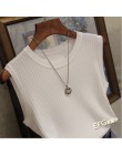 Dzianinowe kamizelki damskie Top O-neck jednokolorowa bez rękawów moda damska bez rękawów w stylu casual, cienka bluzka 2020 let