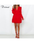 DICLOUD Sexy V Neck wzburzyć mini impreza suknie czarny czerwony kobiety szyfonowa sukienka z długim rękawem 2020 wiosna eleganc
