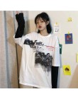 NiceMix koszulka Harajuku kobiety fałszywe 2 sztuk druku japoński Fujiang Horror komiks koszula z długim rękawem kobiety Vetemen