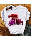 Kobiety T kobiet graficzne 3D paznokcie u rąk farby kolor moda słodkie nadruki topowy tshirt trójnik żeński koszula damska odzie