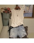 Dzianinowe kamizelki damskie Top O-neck jednokolorowa bez rękawów moda damska bez rękawów w stylu casual, cienka bluzka 2020 let
