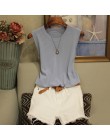 Dzianinowe kamizelki damskie Top O-neck jednokolorowa bez rękawów moda damska bez rękawów w stylu casual, cienka bluzka 2020 let