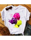 Kobiety T kobiet graficzne 3D paznokcie u rąk farby kolor moda słodkie nadruki topowy tshirt trójnik żeński koszula damska odzie