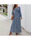 Nadafair Vintage długa sukienka w kwiaty letnia linia wysokiej talii latarnia rękaw wiosna długa elegancka Retro sukienka Boho k