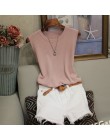 Dzianinowe kamizelki damskie Top O-neck jednokolorowa bez rękawów moda damska bez rękawów w stylu casual, cienka bluzka 2020 let