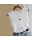 Dzianinowe kamizelki damskie Top O-neck jednokolorowa bez rękawów moda damska bez rękawów w stylu casual, cienka bluzka 2020 let