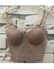 Modna siatka Push Up Bralet damski gorset stanik gorsetowy klub nocny Party krótka kamizelka Plus rozmiar AW514