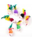10 sztuk zabawki dla kotów sztuczna mysz zabawki dla zwierząt domowych Mini zabawne gry zabawki dla kotów z kolorowe piórka plus