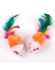 10 sztuk zabawki dla kotów sztuczna mysz zabawki dla zwierząt domowych Mini zabawne gry zabawki dla kotów z kolorowe piórka plus