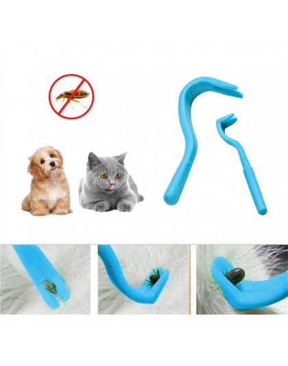 2 sztuk zwierzęta Tick narzędzie do usuwania podwójne zęby urządzenie do usuwania kleszczy koty psy środki czystości roztocza Tw