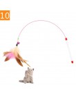 1PC Teaser zabawki z piórkami kotek zabawny kolorowy pręt kot różdżki zabawki plastikowe zabawki dla zwierząt domowych interakty