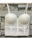 Modna siatka Push Up Bralet damski gorset stanik gorsetowy klub nocny Party krótka kamizelka Plus rozmiar AW514
