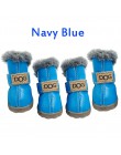 Zimowe buty dla psa ciepłe buty na śnieg wodoodporne futro 4 sztuk/zestaw małe psy bawełniane antypoślizgowe XS dla ChiHuaHua mo