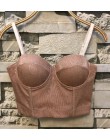 Modna siatka Push Up Bralet damski gorset stanik gorsetowy klub nocny Party krótka kamizelka Plus rozmiar AW514
