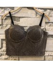 Modna siatka Push Up Bralet damski gorset stanik gorsetowy klub nocny Party krótka kamizelka Plus rozmiar AW514