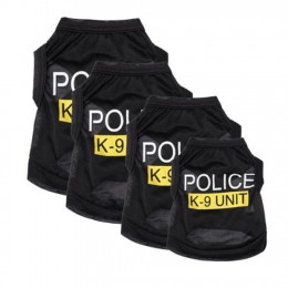 Kombinezon policyjny Cosplay ubranka dla psów czarna elastyczna kamizelka Puppy T-Shirt płaszcz akcesoria kostiumy odzieżowe ubr
