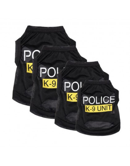 Kombinezon policyjny Cosplay ubranka dla psów czarna elastyczna kamizelka Puppy T-Shirt płaszcz akcesoria kostiumy odzieżowe ubr
