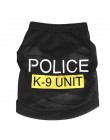 Kombinezon policyjny Cosplay ubranka dla psów czarna elastyczna kamizelka Puppy T-Shirt płaszcz akcesoria kostiumy odzieżowe ubr