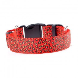 Regulowana dioda lampa obroża dla zwierząt Leopard Nylon pet Dog Cat bezpieczeństwo w nocy błysk światła naszyjnik świecący pase