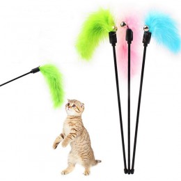 1PC Cat Stick interaktywna zabawka z piórkiem kot losowy kolor turcja zabawka z piórkiem Tease koty Stick artykuły dla zwierząt 